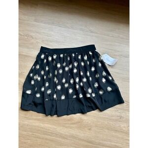 Mini Skirt, SOULMATES Black Metallic Dot A-Line Women's Size 3